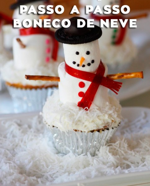 Boneco de Neve com Cupcake e Marshmallow – PAP