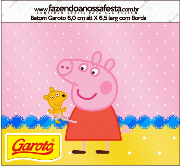 Rótulo Batom Garoto Peppa Pig e Teddy