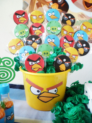 Baldinho com pirulito Festa Angry Birds