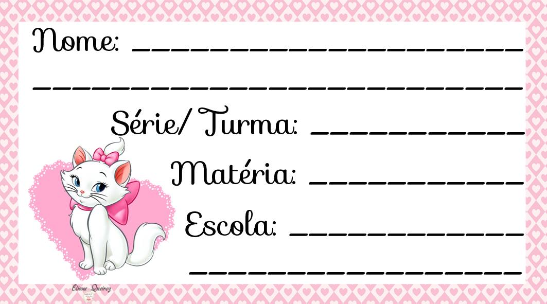 Arquivo digital Etiqueta Escolar - Gatinha Marie