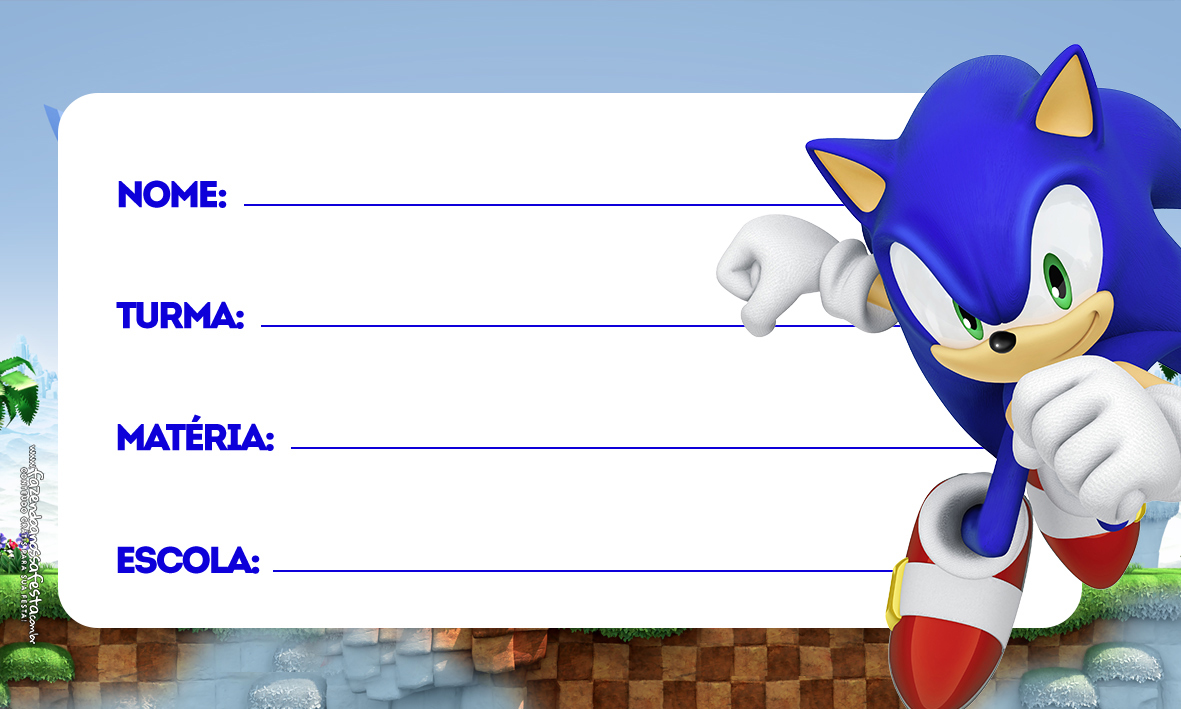 Adesivo Para Imprimir Sonic - Fazendo a Nossa Festa