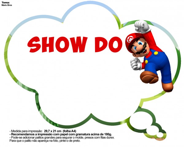 Plaquinhas Divertidas Mario Bros 01