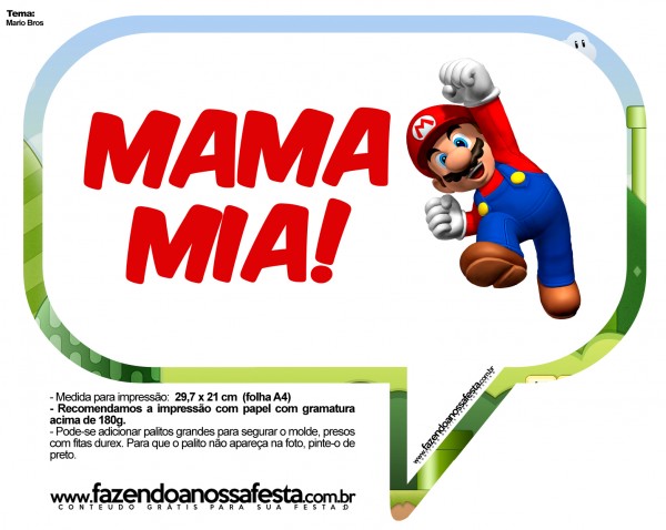 Plaquinhas Divertidas Mario Bros 13