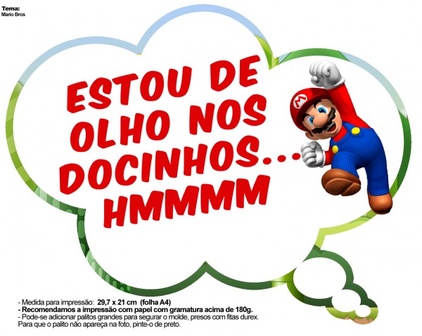 Plaquinhas Divertidas Mario Bros 25