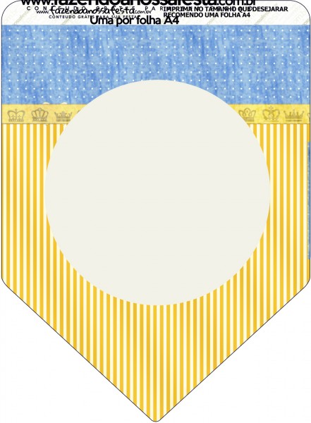 Bandeirinha Varalzinho Fundo Príncipe Azul e Dourado