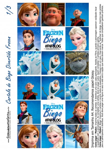 Cartela de Bingo Frozen FNF 1
