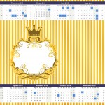 Convite Calendário 2015 Fundo Príncipe Azul e Dourado