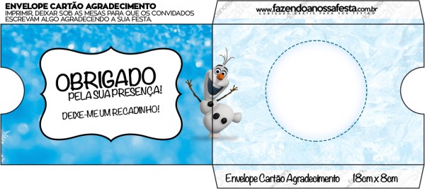 Envelope Cartão Olaf Frozen