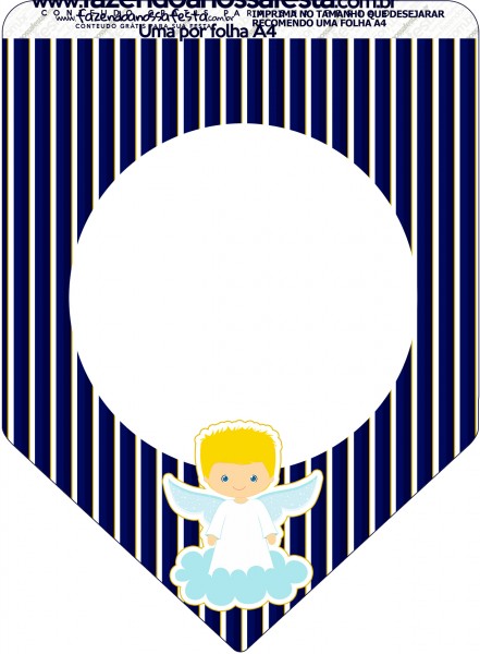 Bandeirinha Varalzinho Batizado Azul Marinho Anjinho Loiro