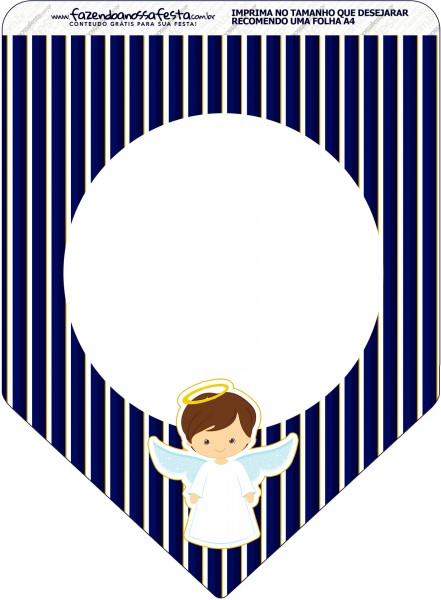 Bandeirinha Varalzinho Batizado Menino Azul Marinho e Branco