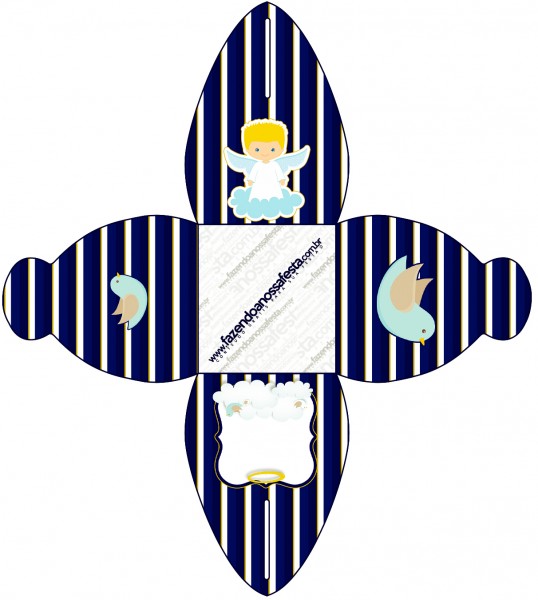 Caixa Batizado Azul Marinho Anjinho Loiro
