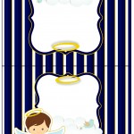 Cartão Agradecimento de Mesa Batizado Menino Azul Marinho e Branco