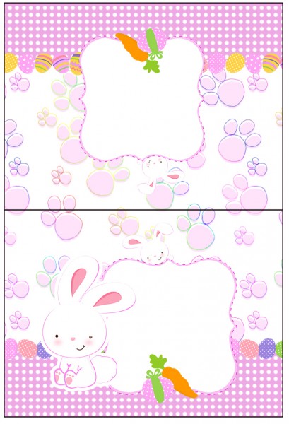 Cartão Agradecimento de Mesa Páscoa Coelhinho Cute Rosa