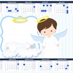 Convite Calendário 2015 Batizado Azul Claro