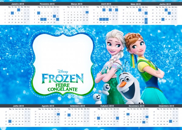 Convite Calendário 2015 Frozen Febre Congelante