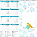 Convite Calendário 2016 Páscoa Coelhinho Cute Azul