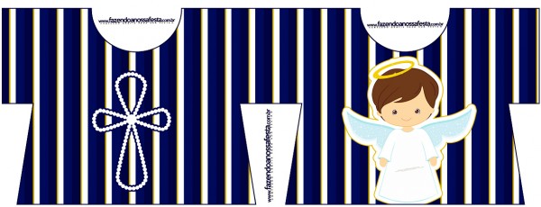 Convite Camisa Batizado Menino Azul Marinho e Branco