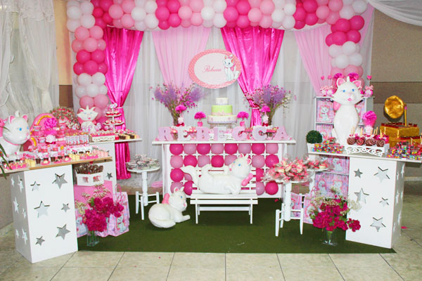 Gata Marie - Decoração temática para festa de aniversário infantil