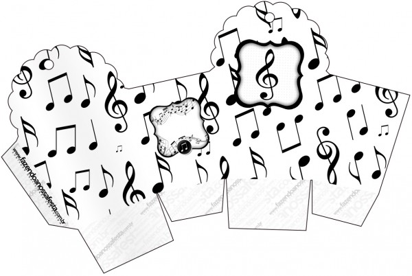 Caixa Cupcake Notas Musicais