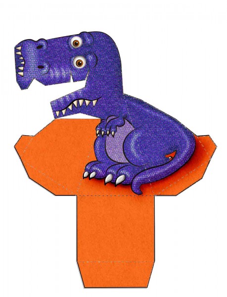 Dinossauro 3D de Papel que mexe a cabeça Azul1