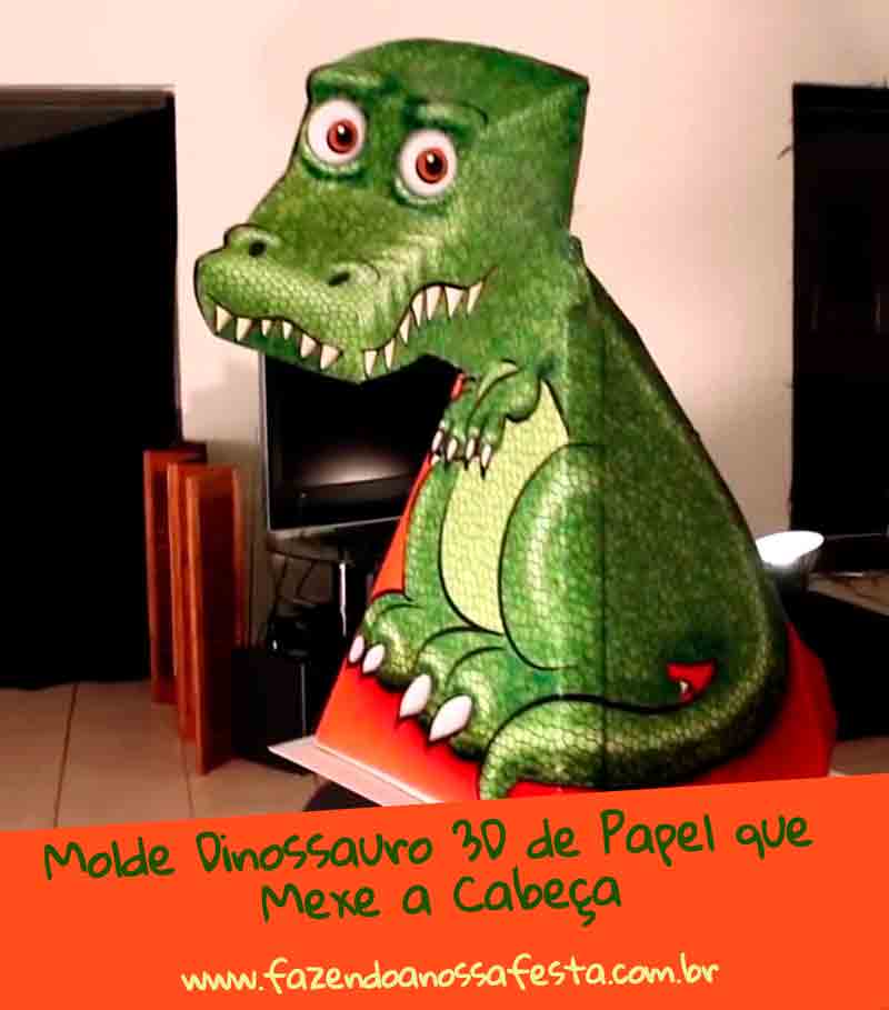 Molde Dinossauro 3D de Papel que Mexe a Cabeça