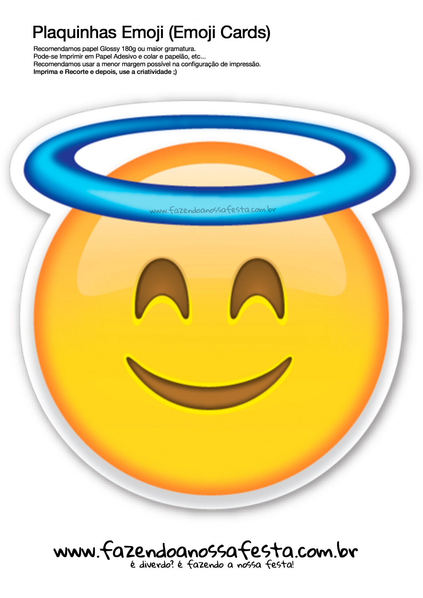 Plaquinhas Emojis 63 Emoji Card Fazendo a Nossa Festa