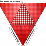 Caixa Pirâmide Fundo Xadrez Vermelho e Poá