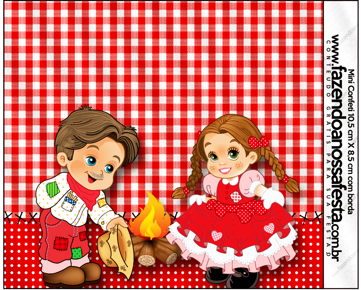 Mini Confeti Kit Festa Junina Vermelho e Branco
