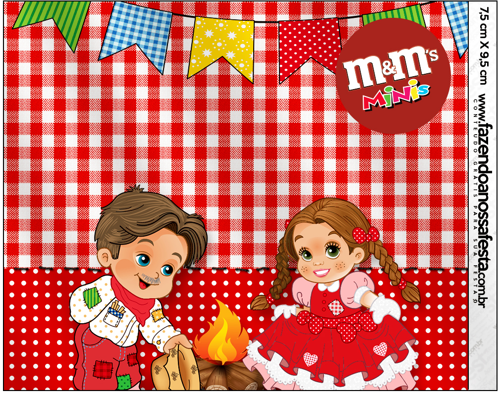 Mini M&M Kit Festa Junina Vermelho e Branco