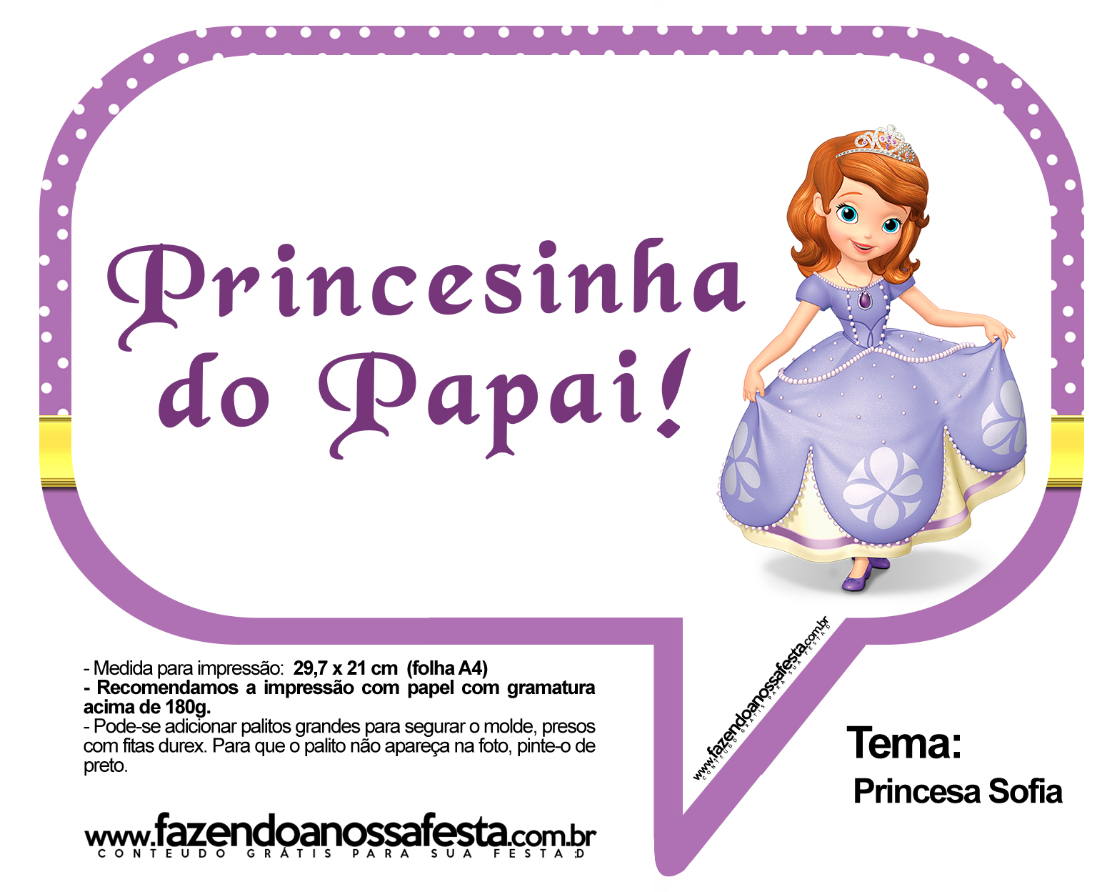 Princesa Sofia - Plaquinhas para Bolo