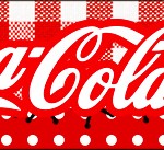 Rótulo Coca-cola Fundo Xadrez Vermelho e Poá