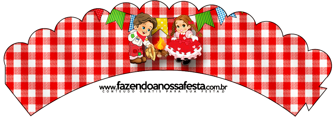 Saias Wrappers para Cupcakes Kit Festa Junina Vermelho e Branco