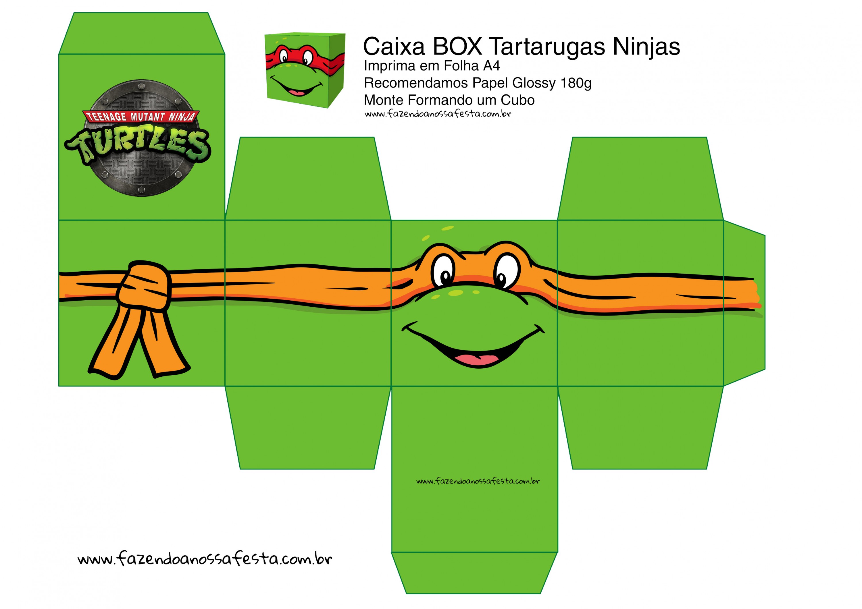 Michelangelo Caixa Box Quadrada Tartaruga Ninjas