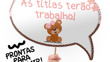 Plaquinhas Divertidas Ursinha Marrom e Rosa Plaquinha Divertida Ursinha Marrom e Rosa Modelo