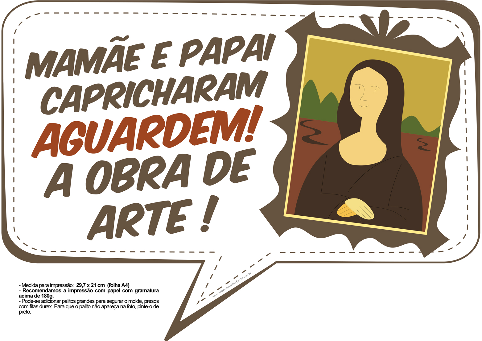 Plaquinhas para Chá de Bebê Mamãe e Papai capricharam aguardem a obra de  arte - Fazendo a Nossa Festa