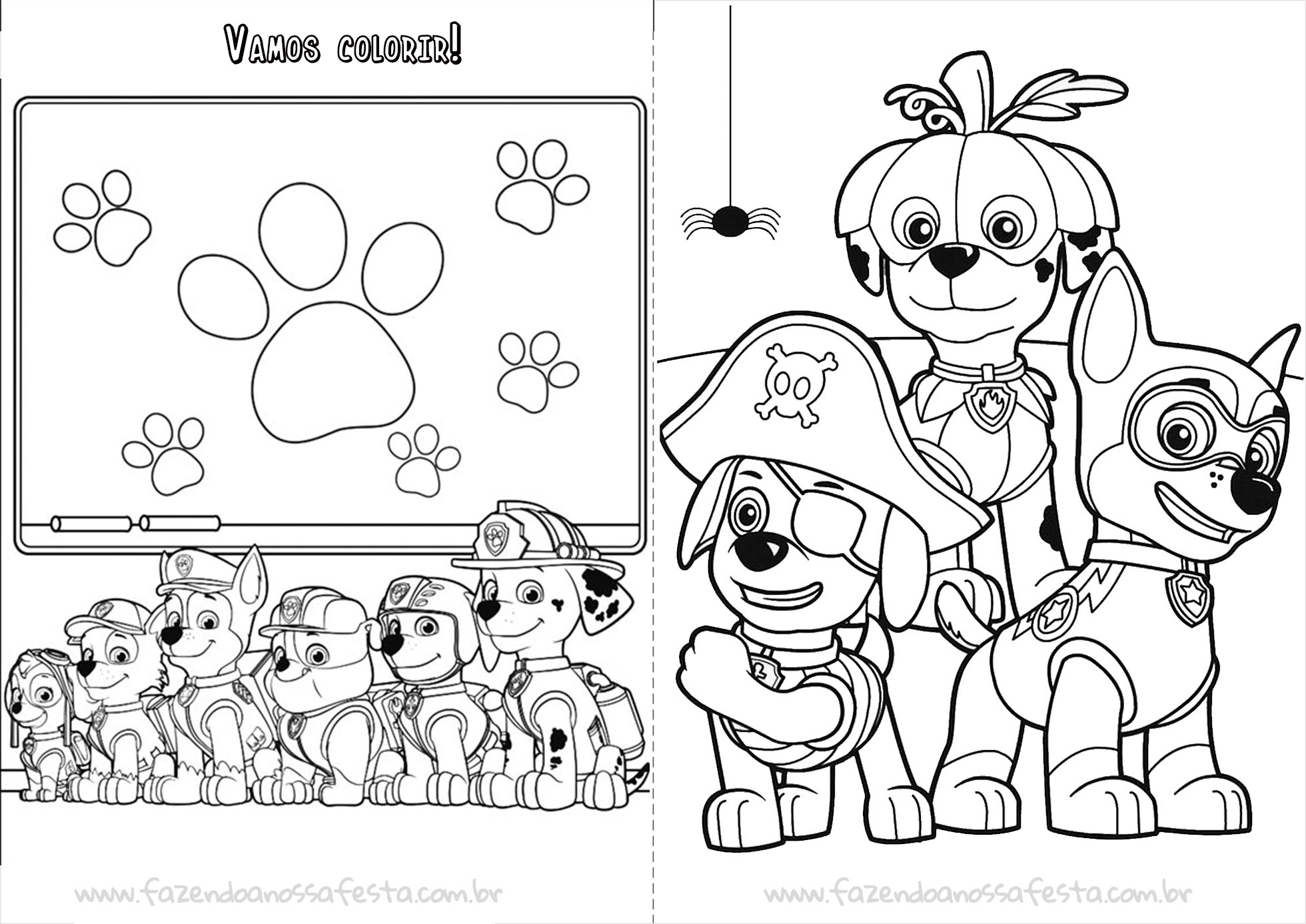 Desenhos da Patrulha Canina para colorir - Imprimir e colorir