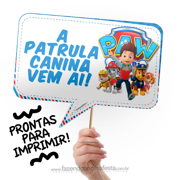 Plaquinhas Divertidas Patrulha Canina – Grátis