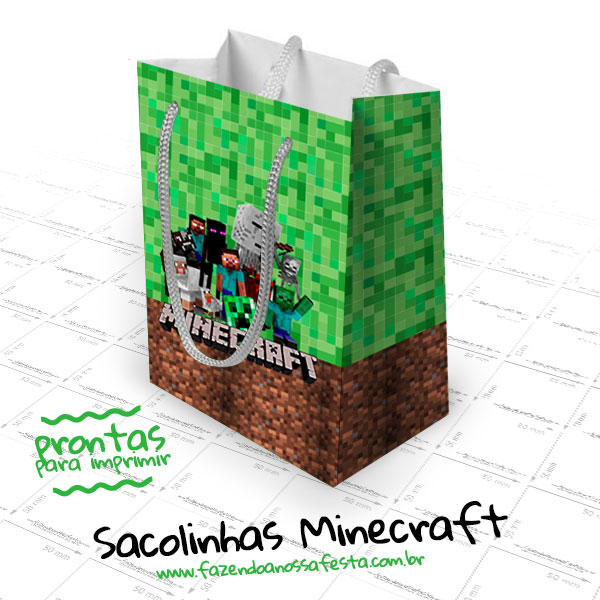 Sacola de Papel Minecraft (P) - UN.