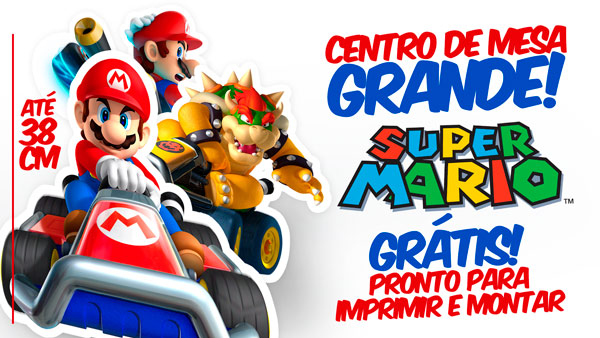 Centro de Mesa Mario Kart Grátis para Imprimir