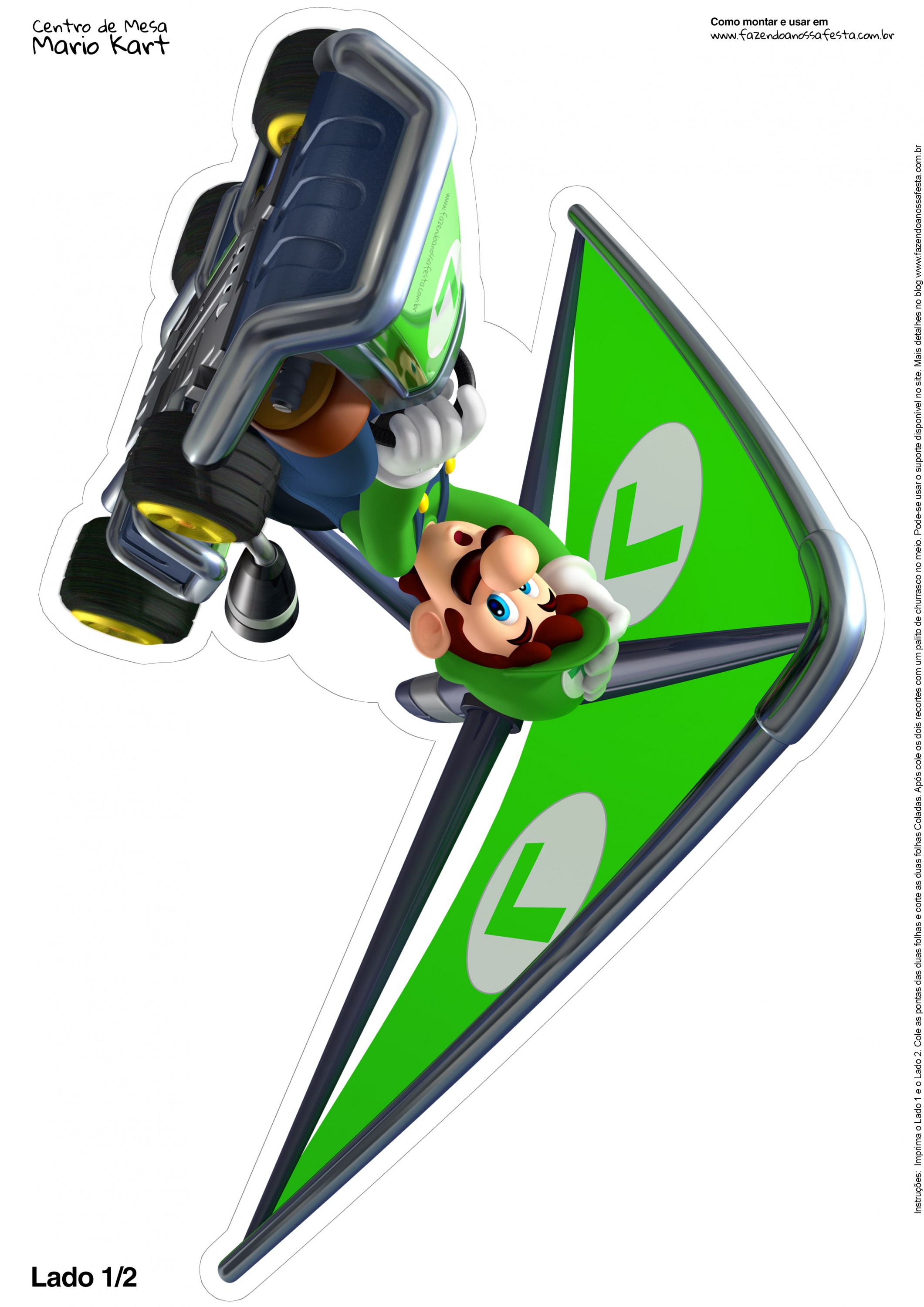 Centro de Mesa Mario Kart Luigi 1 2