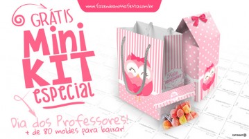 Kit Dia dos Professores Corujinha Rosa – Grátis Kit Dia dos Professores Corujinha Rosa Gratis
