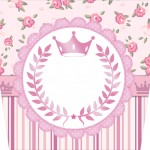 Rótulo Balde de Pipoca Coroa de Princesa Rosa Floral