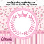 Rótulo Baton Garoto Coroa de Princesa Rosa Floral