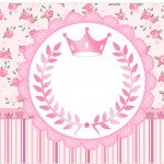 Rótulo Marmita Pequena Coroa de Princesa Rosa Floral