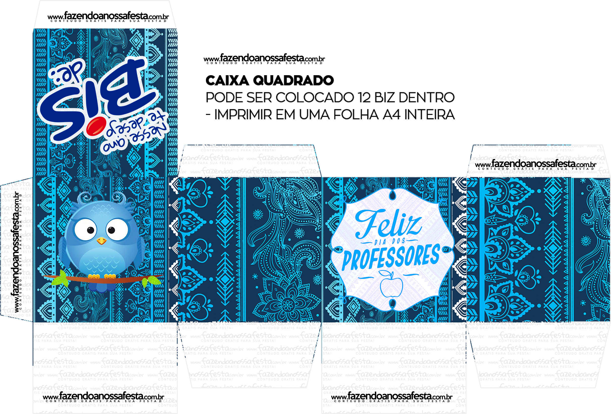 Caixa Bis Professores - Molde Grátis 