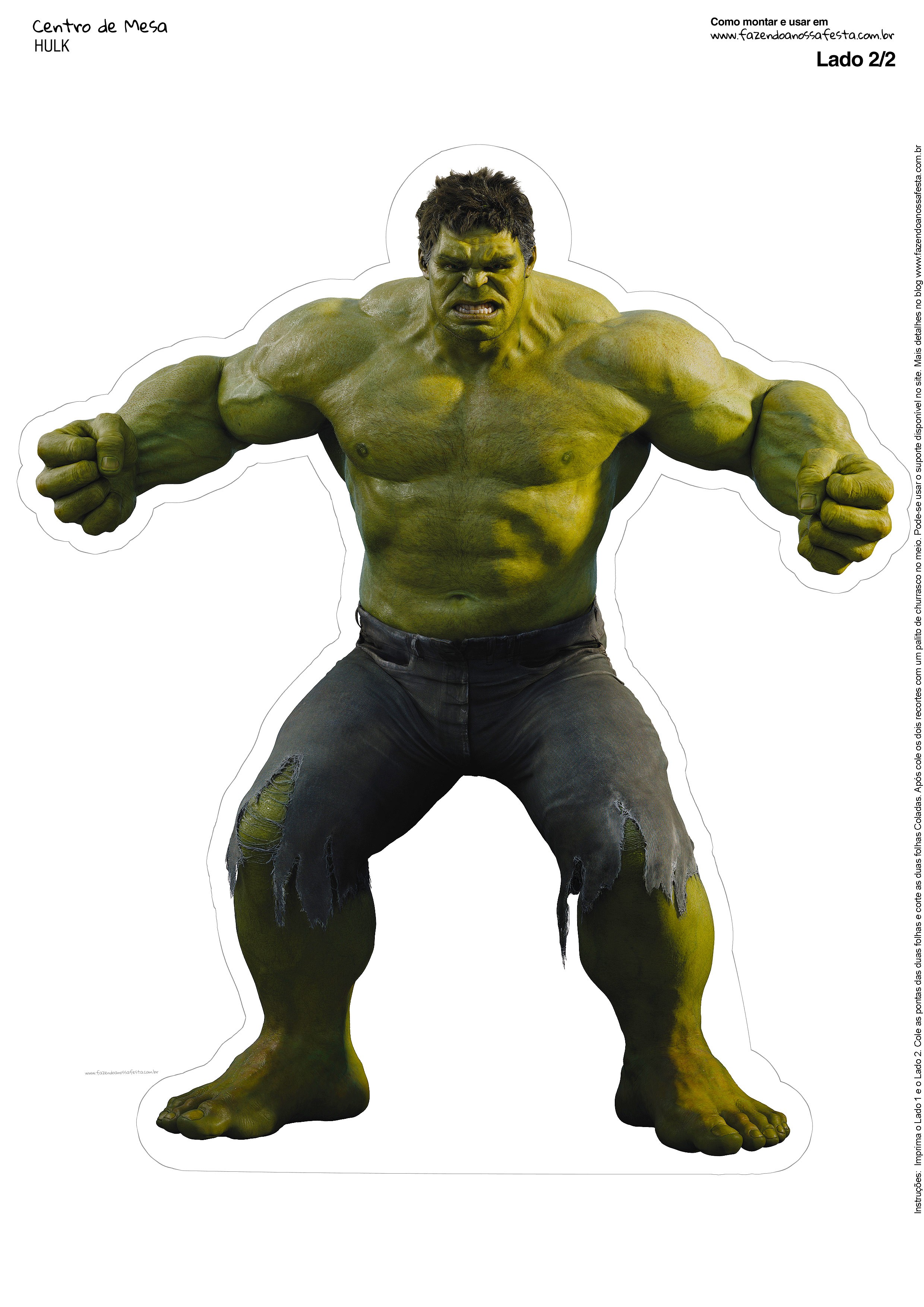 Centro de Mesa Vingadores Hulk 1 2 2