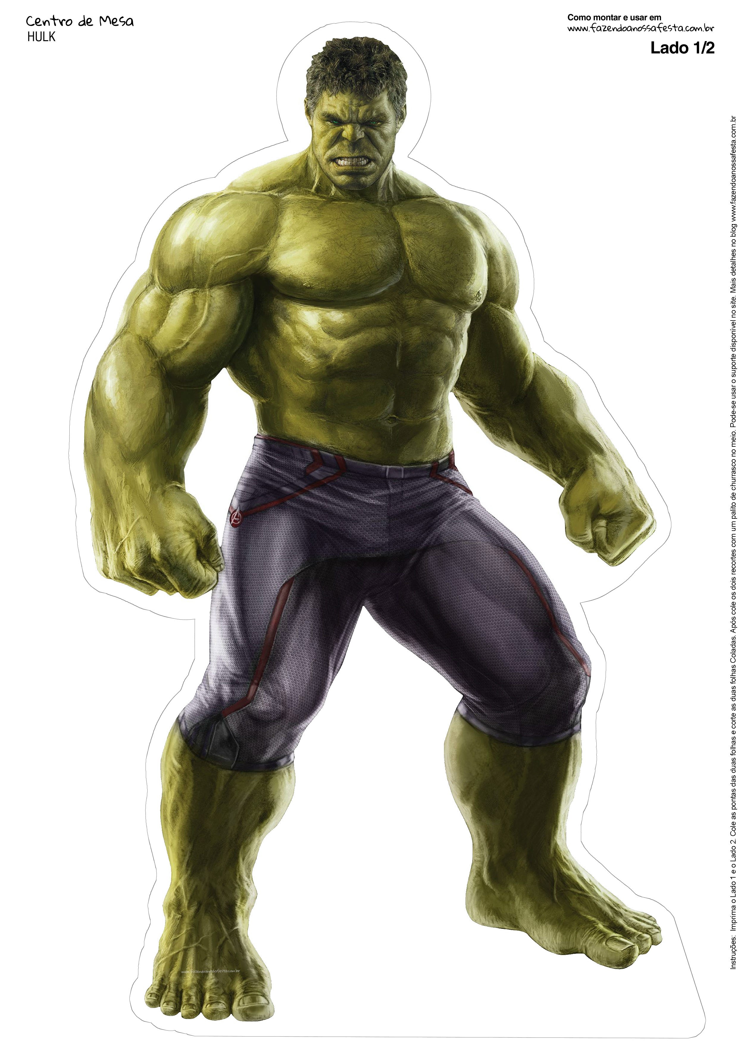 Centro de Mesa Vingadores Hulk 2 1 2