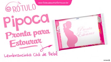 Rótulo Pipoca Pronta para Estourar – Chá de bebê Rótulo Pipoca Pronta para Estourar Chá de Bebê