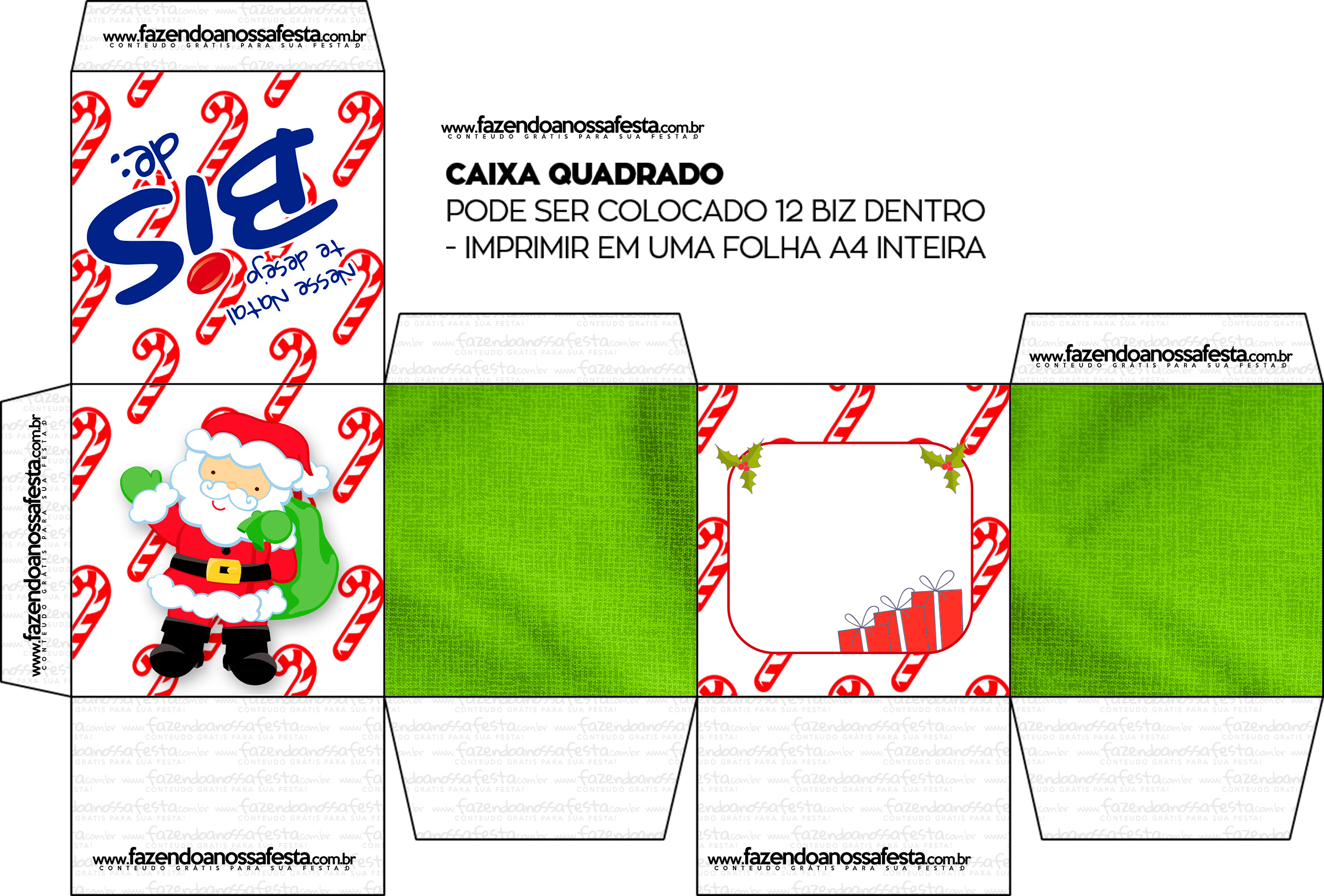 Caixa 4 Bis Para Natal 1 - Fazendo a Nossa Festa  Caixa de presente de  natal, Caixas de natal, Natal