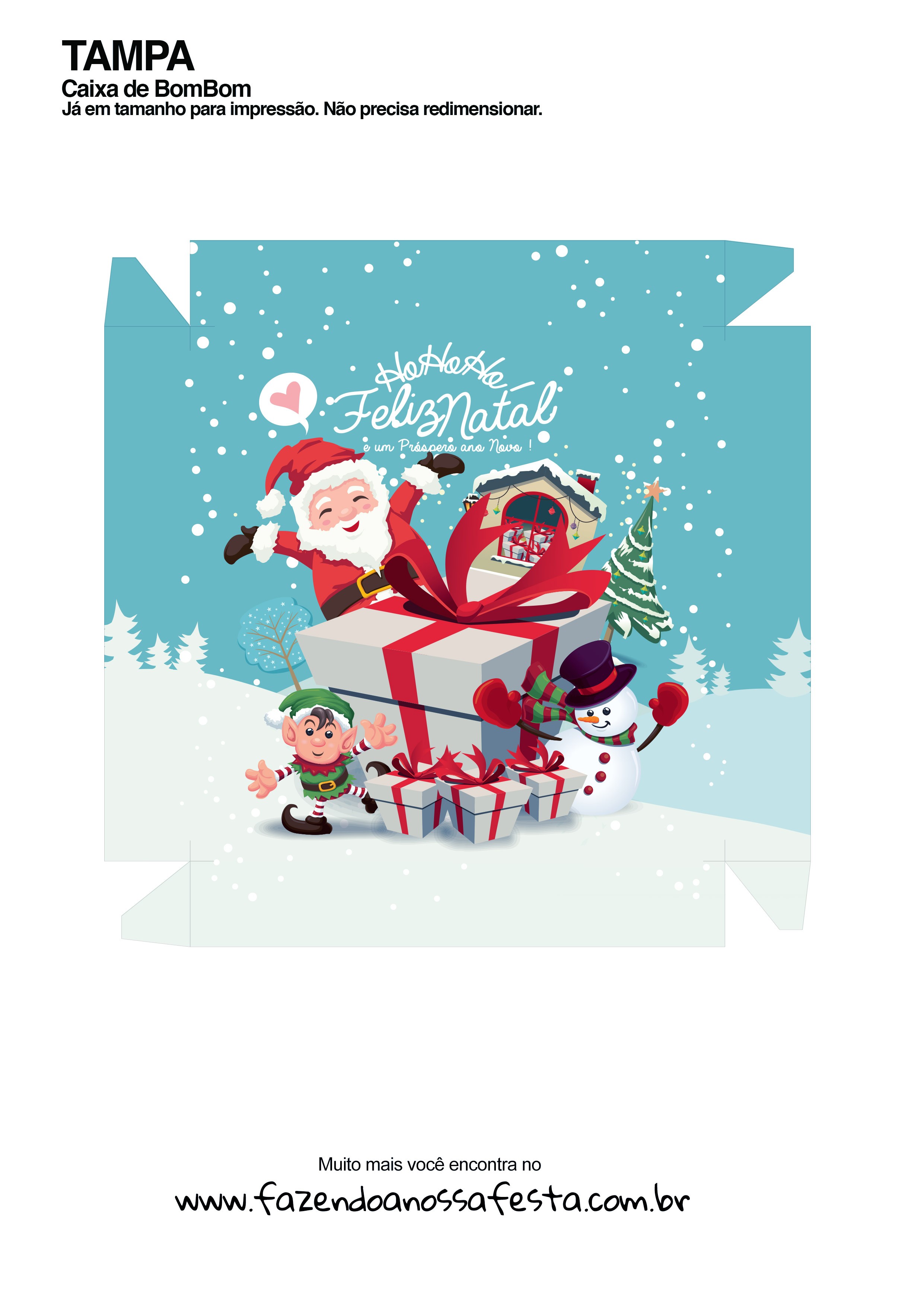 Caixa Personalizada Natal Boneco de Neve - Frente